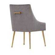 Castana Modern Grey Velvet & Gold Dining Chair (Set of 2) - image 4