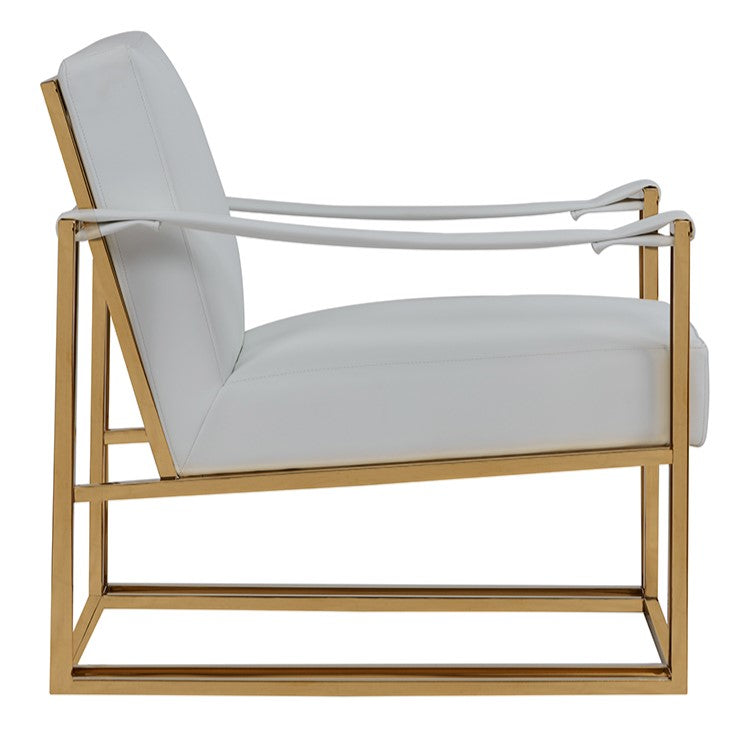 Larson Modern White Leatherette & Gold Accent Chair - image 3