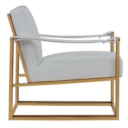 Larson Modern White Leatherette & Gold Accent Chair - image 3