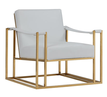 Larson Modern White Leatherette & Gold Accent Chair - image 2