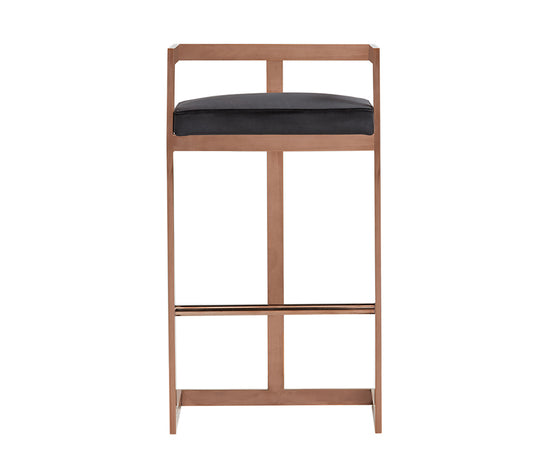 Halifax Modern Black Velvet & Rosegold Bar Stool - image 2
