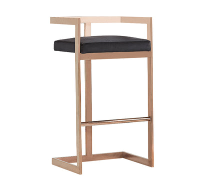 Halifax Modern Black Velvet & Rosegold Bar Stool - image 4