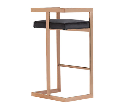 Halifax Modern Black Velvet & Rosegold Bar Stool - image 3