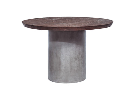 Renzo Modern Round Oak & Concrete Dining Table - image 3