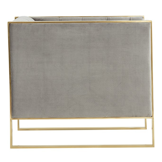 Carlos Modern Grey Velvet & Gold Accent Chair - image 3