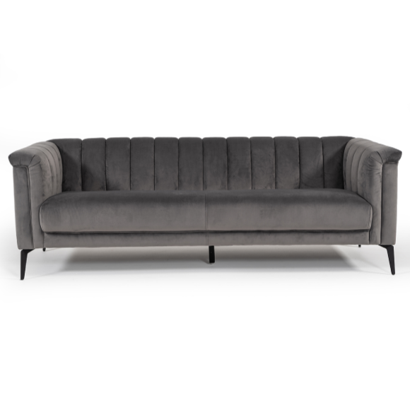 Jeremy Modern Grey Velvet Sofa - image 3