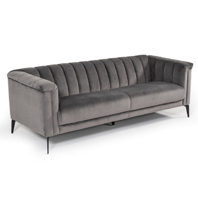 Jeremy Modern Grey Velvet Sofa - image 4