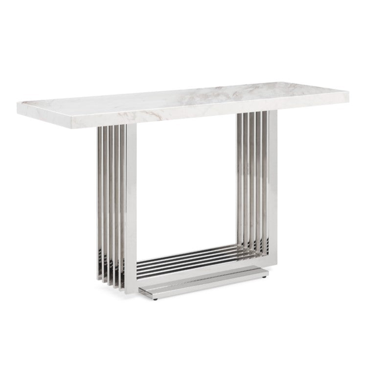 Kingsley Modern Marble & Stainless Steel Console Table - image 5