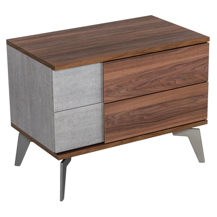 Palermo - Modern Italian Faux Concrete & Walnut Nightstand - image 2