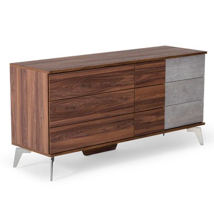 Palermo - Modern Italian Faux Concrete & Walnut Dresser - image 2