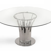 Paxton - Modern Round Glass & Stainless Steel Dining Table - image 4