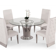 Paxton - Modern Round Glass & Stainless Steel Dining Table