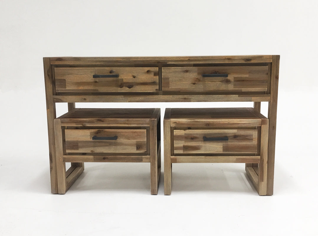 Mandy Modern Nutmeg Acacia Console & End Table Set - image 3