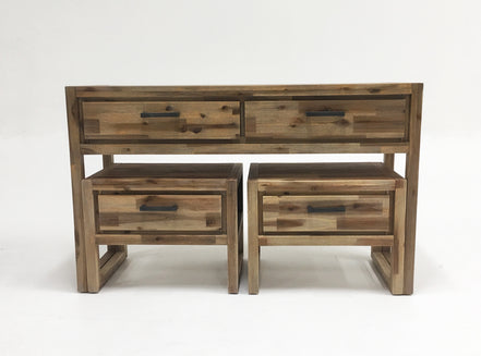 Mandy Modern Nutmeg Acacia Console & End Table Set - image 3
