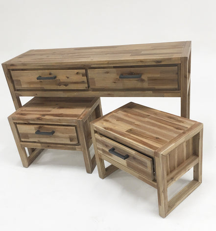 Mandy Modern Nutmeg Acacia Console & End Table Set - image 5