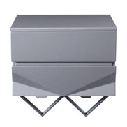 Duke Modern Grey & Black Gun Chrome Nightstand