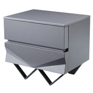 Duke Modern Grey & Black Gun Chrome Nightstand - image 2