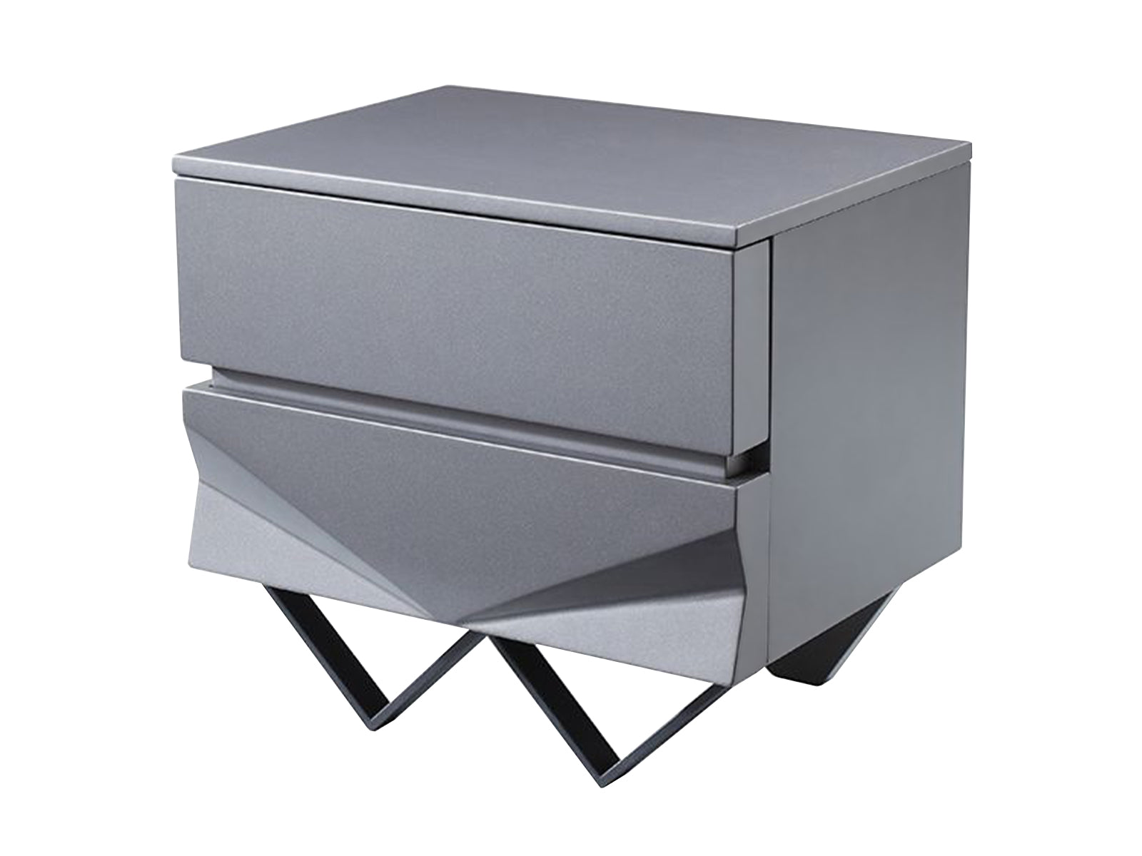 Duke Modern Grey & Black Gun Chrome Nightstand - image 2