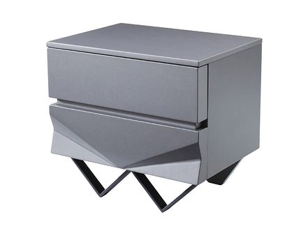 Duke Modern Grey & Black Gun Chrome Nightstand - image 2