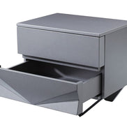 Duke Modern Grey & Black Gun Chrome Nightstand - image 3