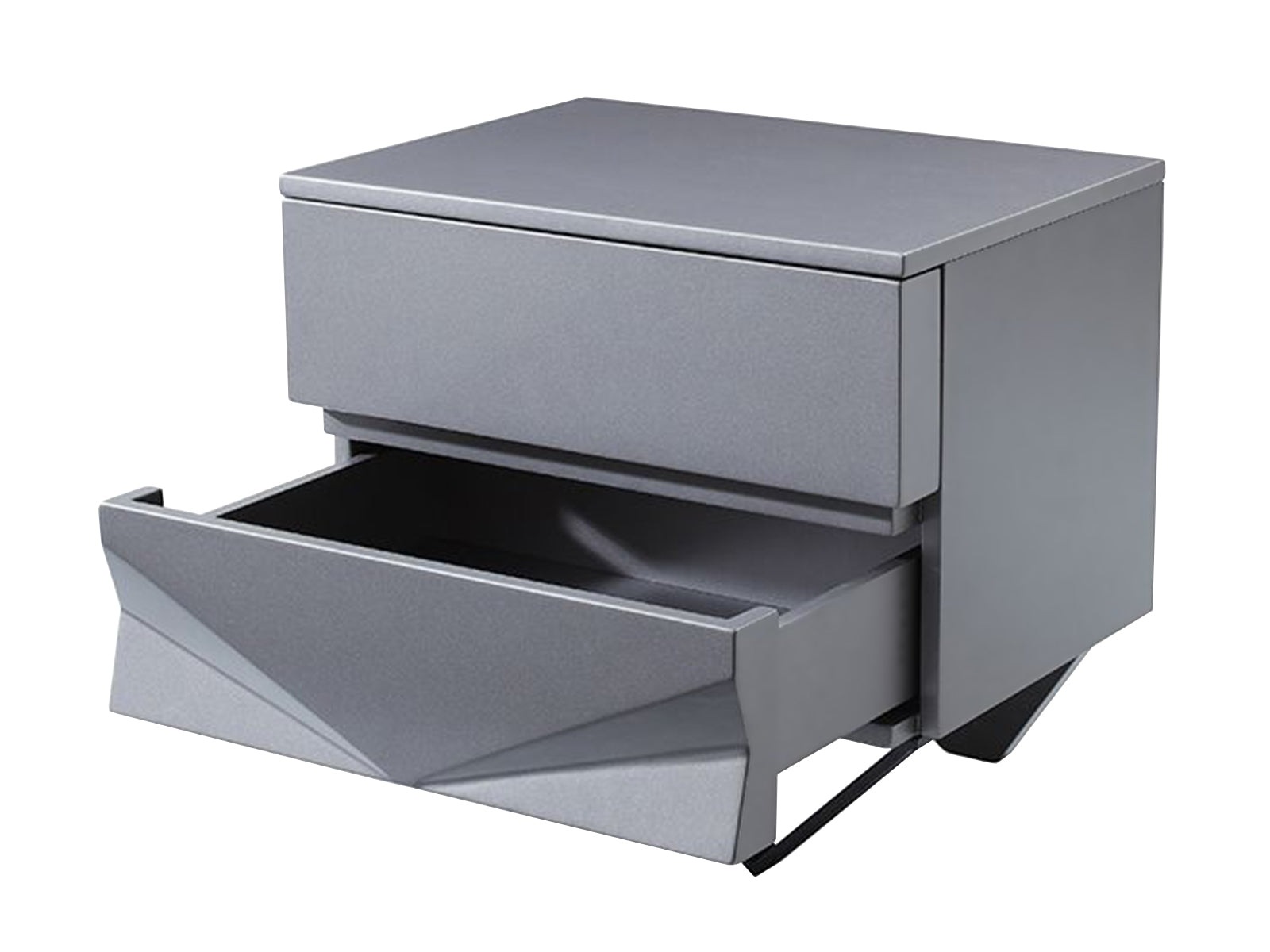Duke Modern Grey & Black Gun Chrome Nightstand - image 3