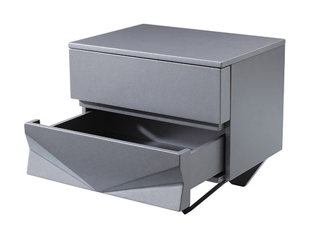 Duke Modern Grey & Black Gun Chrome Nightstand - image 3