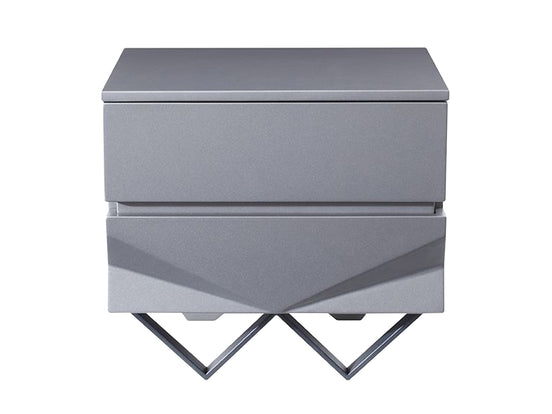 Duke Modern Grey & Black Gun Chrome Nightstand