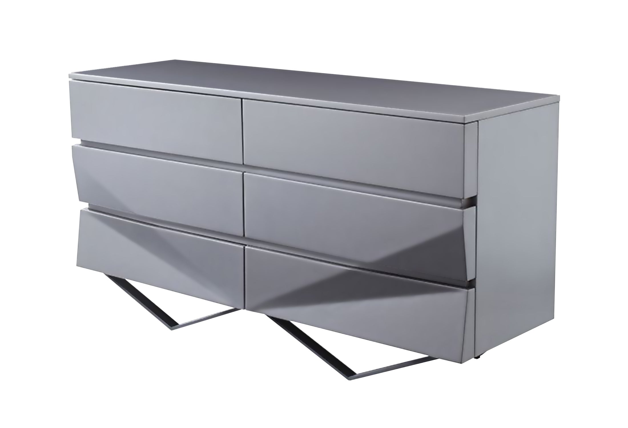 Duke Modern Grey & Black Gun Chrome Dresser - image 2