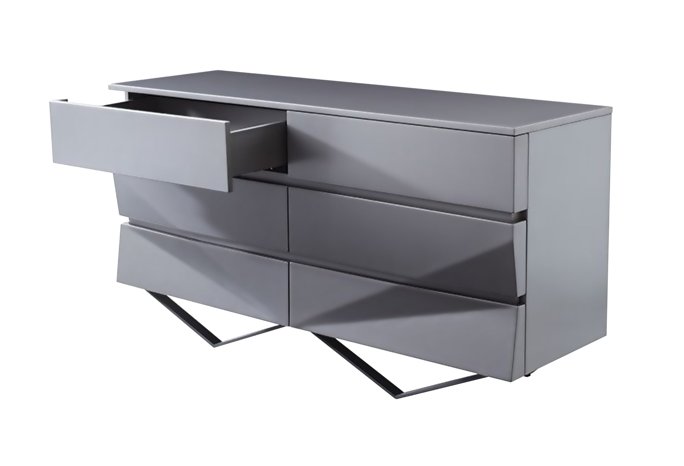 Duke Modern Grey & Black Gun Chrome Dresser - image 3