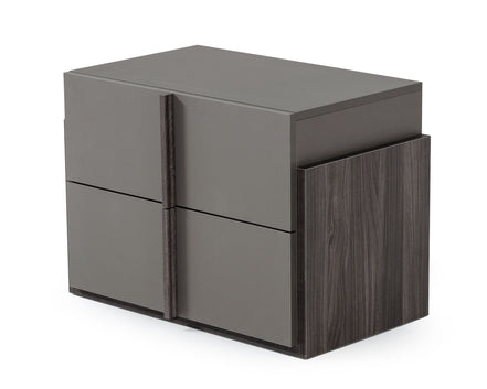 Lucia - Italian Modern Elm and Matte Grey Nightstand