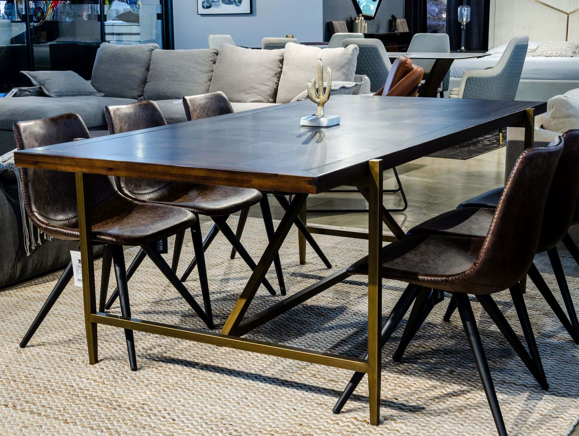 Shane - Modern Acacia & Brass Dining Table - image 4