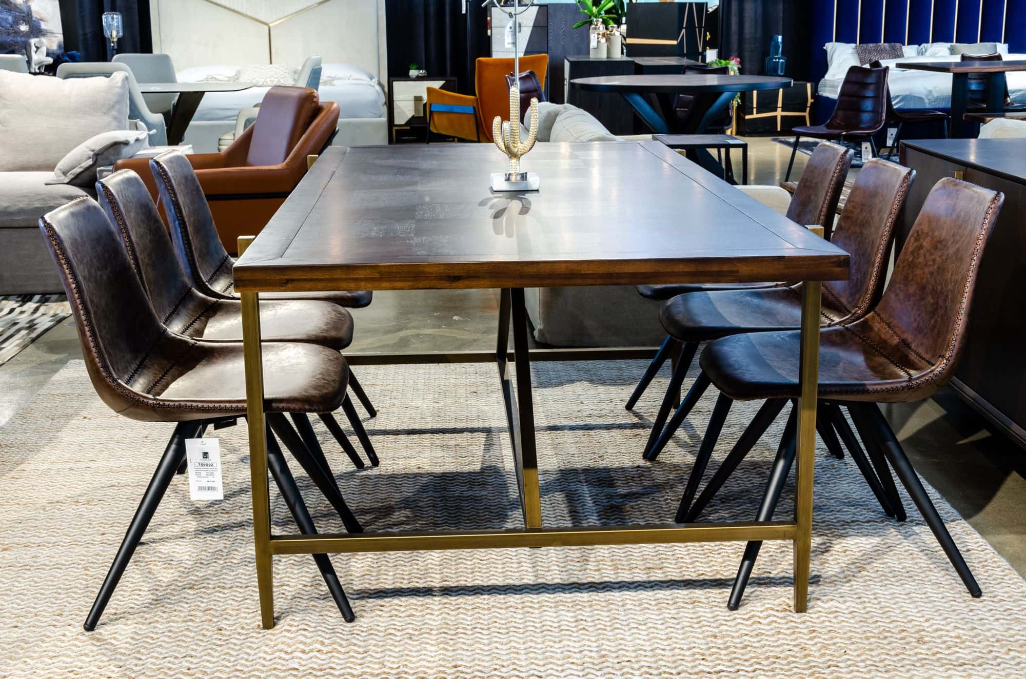 Shane - Modern Acacia & Brass Dining Table - image 5