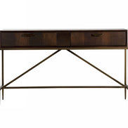 Shane - Modern Acacia & Brass Console Table