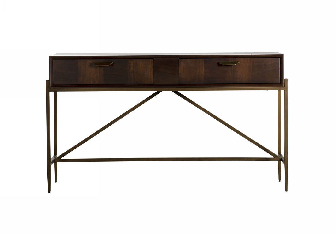 Shane - Modern Acacia & Brass Console Table