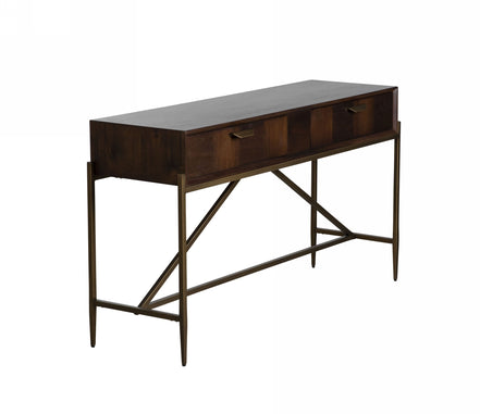 Shane - Modern Acacia & Brass Console Table - image 2