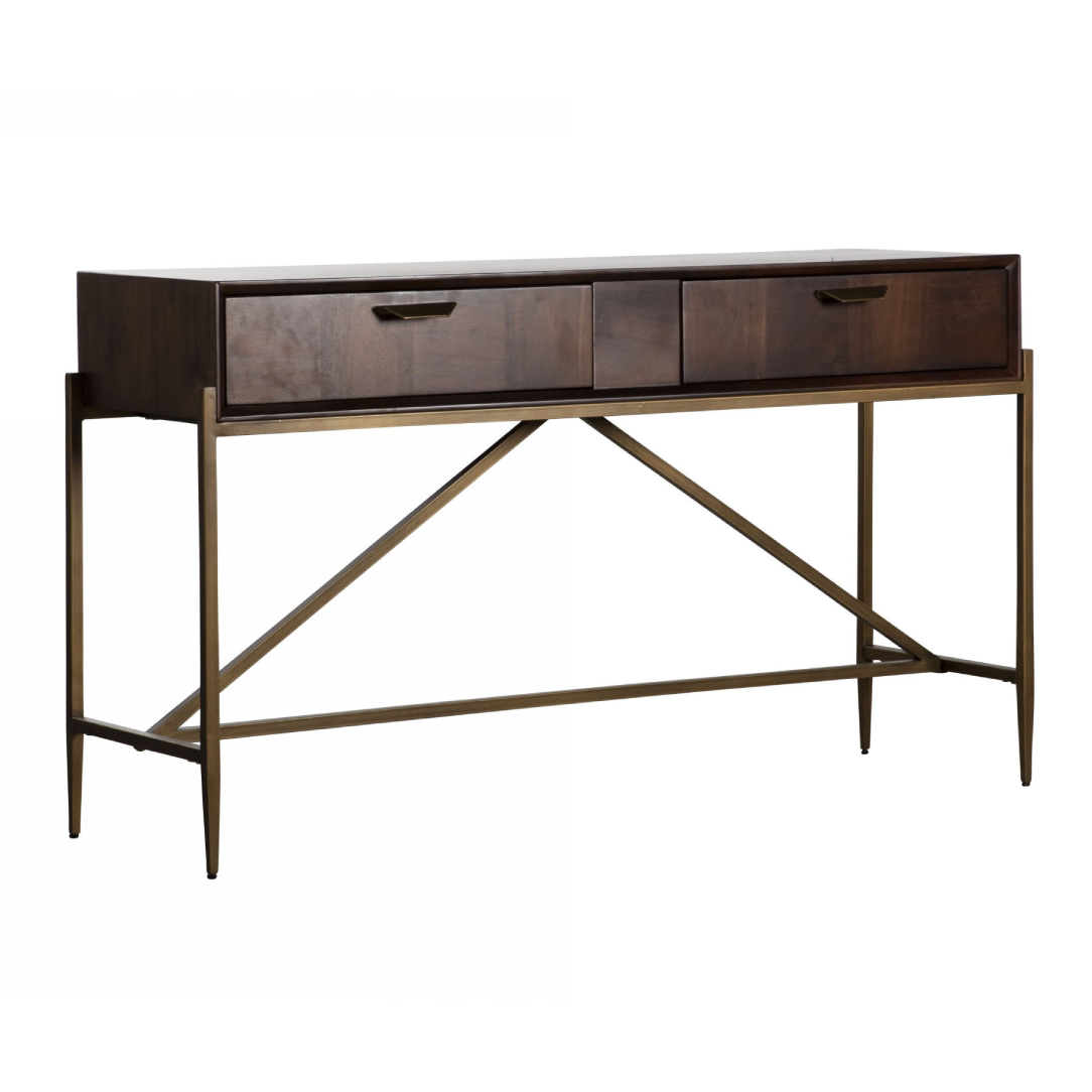 Shane - Modern Acacia & Brass Console Table - image 4