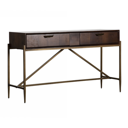 Shane - Modern Acacia & Brass Console Table - image 4
