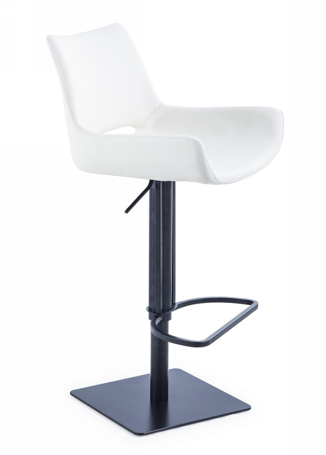 Niles - Modern White Adjustable Bar Stool