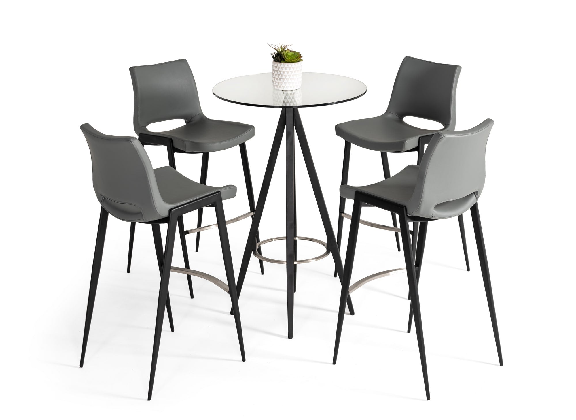 Dallas - Clear Glass and Black Metal Bar Table
