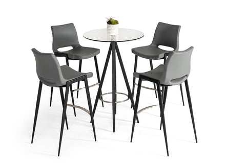 Dallas - Clear Glass and Black Metal Bar Table