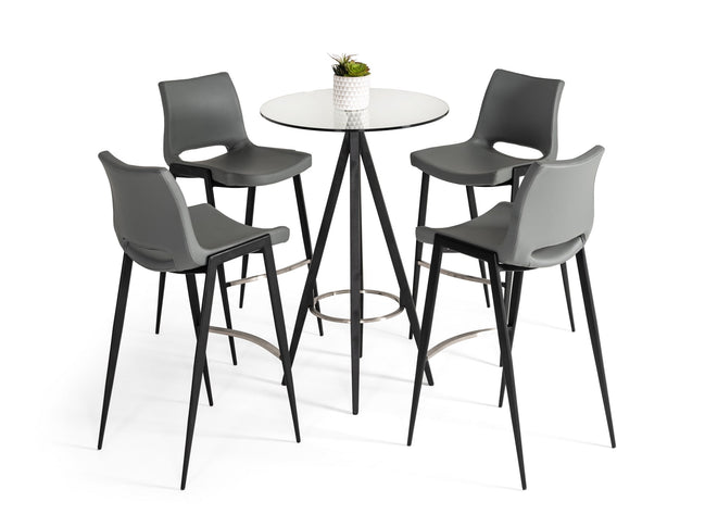 Dallas - Clear Glass and Black Metal Bar Table