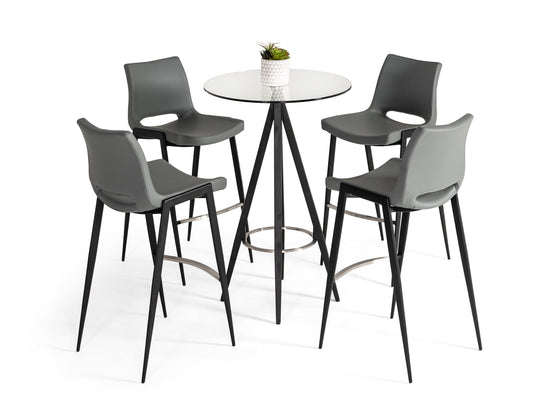 Dallas - Clear Glass and Black Metal Bar Table