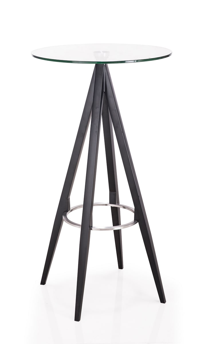 Dallas - Clear Glass and Black Metal Bar Table - image 2