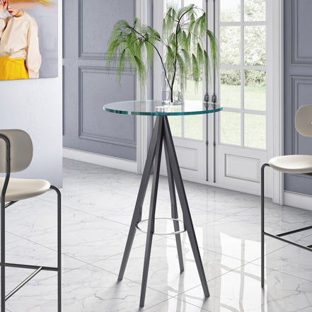 Dallas - Clear Glass and Black Metal Bar Table - image 3