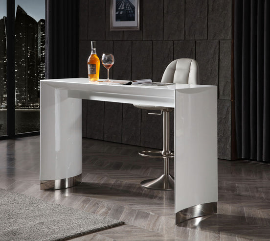 Corbett - Contemporary White Bar Table