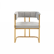Bavaria - Modern Light Grey Fabric + Gold Accent Chair