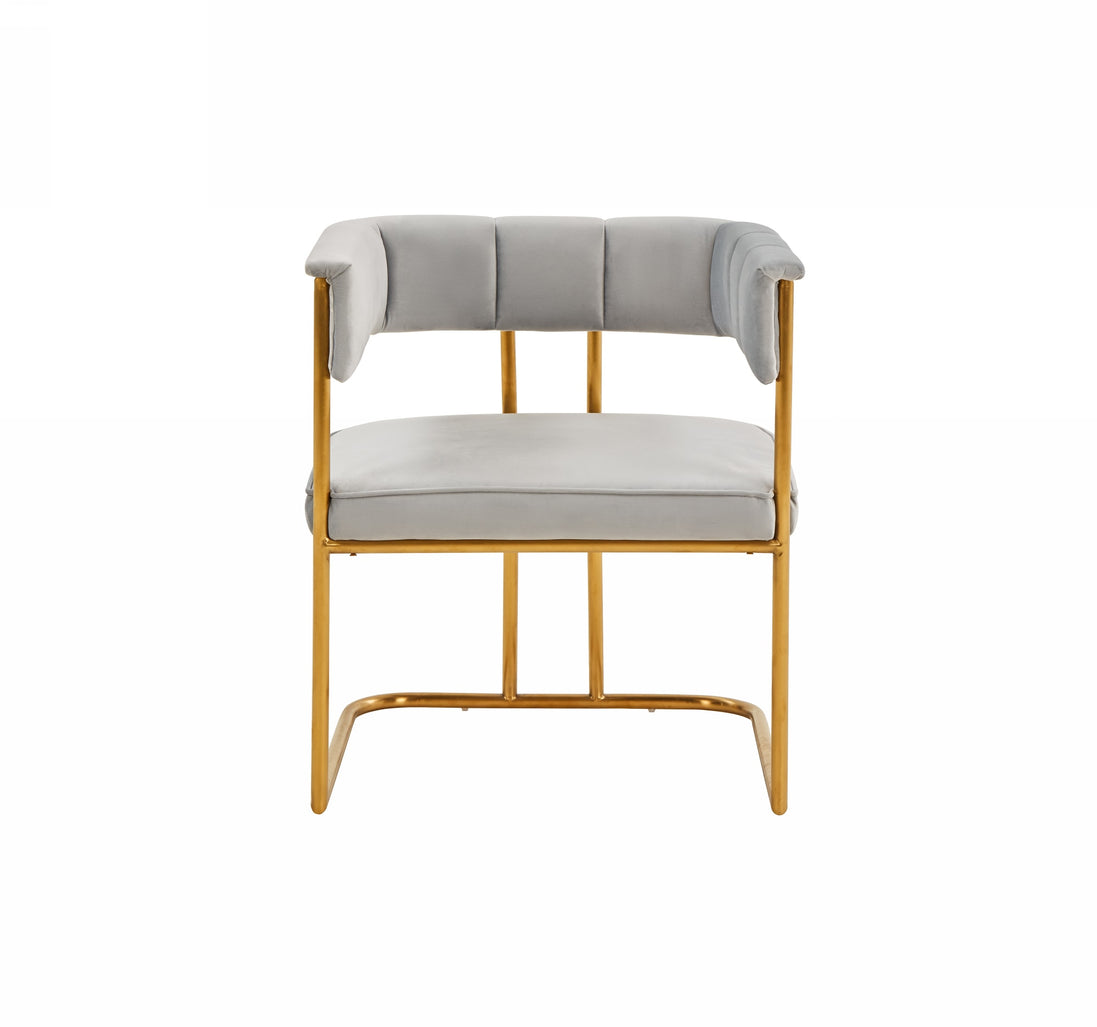 Bavaria - Modern Light Grey Fabric + Gold Accent Chair