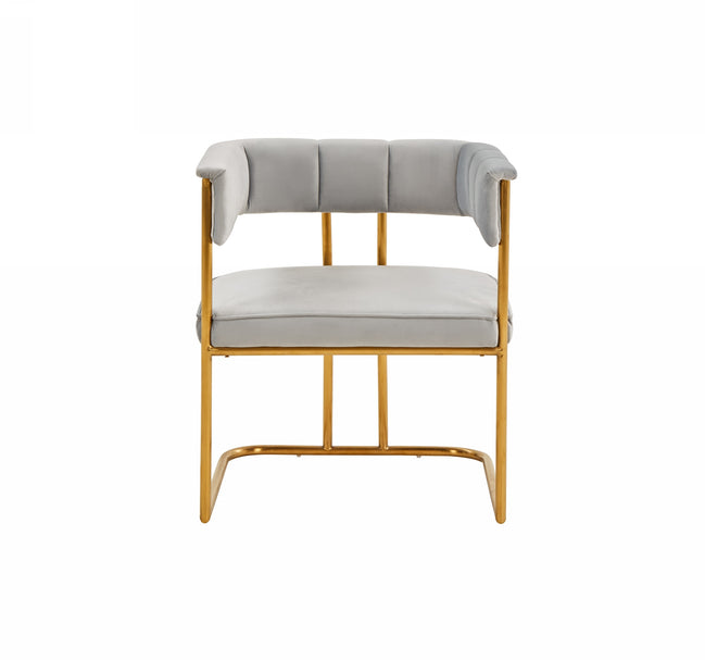 Bavaria - Modern Light Grey Fabric + Gold Accent Chair