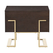 Moontide Modern Smoked Ash & Gold Nightstand - image 2