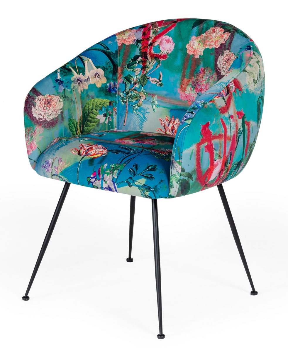 Roxann - Contemporary Floral Velvet Dining Chair - image 2